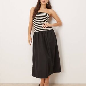 Mango Women's Combined Striped Strapless Dress
